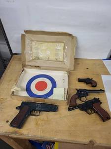 Colt .45 Automatic & Commander .45 Replica Handguns - 4-Piece Toy Gun Set