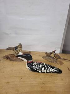 North American Wildlife Designs Bird Sculptures (Lot of 3) - Loon, Partridge & Duck Pair - MN