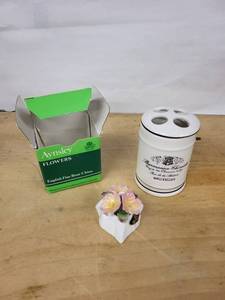 Aynsley Winter Blossom Jar with Four-Hole Top & Pink Morning Glory Bouquet