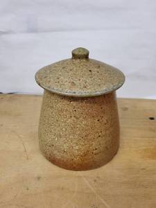 Stoneware Jar with Lid - Speckled Brown Glaze, Rustic Canister