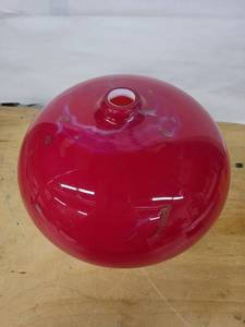 Red Glass Sphere Vase with Neck Opening - Handblown Art Glass Signed by Dylan Martinez