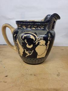 Royal Doulton England Pitcher Jug with Blue-Black Transfer Figures
