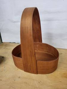 Oval Wooden Basket with Arched Handle - Handmade