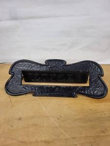 Vintage Cast Iron Letters Sign Plate with Slot, 11 in Long