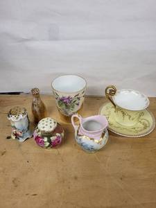 French Porcelain Teaware - 6-Piece Floral Set with Gold Trim