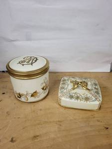 D&C France 2-Piece Monogram Floral Porcelain Jar & Trinket Box