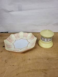 Leonard Vienna Porcelain Shell Dish & Lidded Pedestal Jar - Two-Piece Set