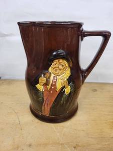 Royal Doulton England Brown EwerPitcher with Hand-Painted Figure