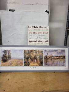 Claude Monet 3-Panel Triptych Framed Print & In This House Wall Sign