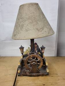 Hampton Bay Pirate Ship Wheel Table Lamp with Beige Shade - 120V