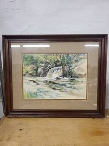 Watercolor Landscape by M. Mugg 71 - Waterfall at White Bear Lake, MN