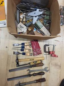 Stanley Hand Tools Lot - Hammer, Chisels, Saws, Clamp, & Accessories