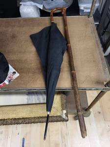 Crook-Handled Bamboo Walking Cane - Vintage