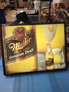 Miller High Life Genuine Draft Advertising Sign (Framed)