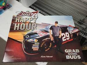 Budweiser 29 Happy Hour NASCAR Poster - Grab Some Buds