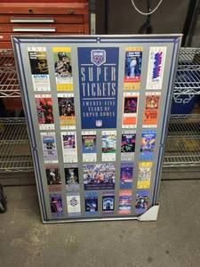 Framed Super Bowl Tickets Collage - XXV 25 Years of Super Bowls NFL Display