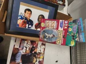 Framed Signed NFL Photo & Vintage Starting Lineup Figures - Sports Memorabilia