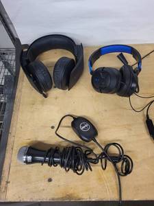 Sony PlayStation Headset Pair & Rock Band Microphone (Lot of 3)