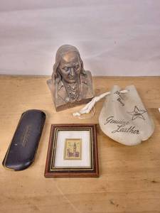 Ben Franklin Bust - Federal Savings Plaque, London Print Framed, Genuine Leather Accessories