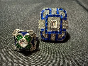 Unbranded Costume Ring Lot 2 Blue Rhinestone Statement Cocktail Rings