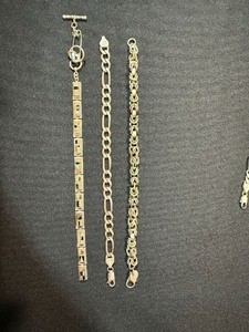 Vintage Sterling Silver Bracelet Lot 3 Pc 46.8g Inlay Panel 925