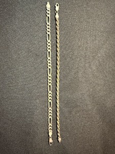 Sterling Silver 925 Chain Bracelets Lot Figaro Rope 18.7g Good