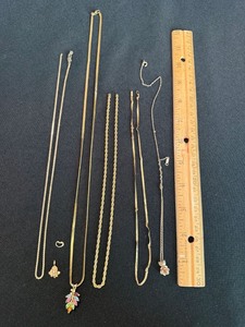 Vintage Costume Jewelry Necklace Lot Krementz 10K Pendant Mixed Chains