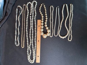 Vintage Faux Pearl Necklace Lot 8 Strands Graduated Costume Jewelry