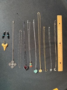 Mixed Costume Jewelry Lot Necklaces Earrings Pendants Shark Tooth