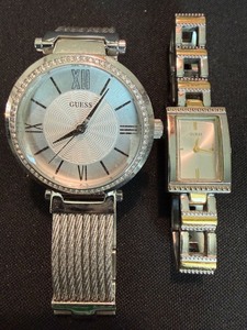 Guess Womens Wristwatch Lot 2 Silver Tone U0638L1 G76043L Good
