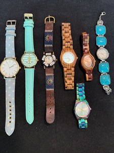 Lot of 7 Fashion Wristwatches Wood Vernier Sevil Turquoise Styles