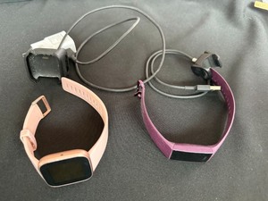 Fitbit Smartwatch Fitness Tracker Lot 2 Chargers Pink Purple -Untested