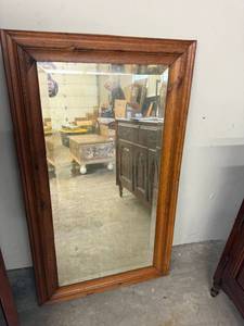 Vintage Wood Framed Wall Mirror Rectangular 25 x 43 Rustic Finish