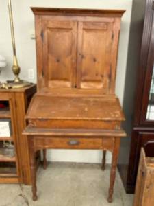 Antique Primitive Pine Secretary Desk Cupboard 34x22x72 Rustic