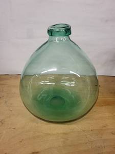 Vintage Glass Demijohn Bottle with Ringed Neck