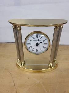 Howard Miller Table Clock on Pedestal with Oval Top and Roman Dial