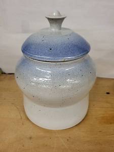 Stoneware Lidded Jar with Signature Base - Speckled Glaze