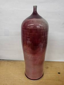 Handmade Glass Vase with Narrow Neck - 11-Inch Tall