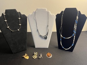 Boho Beaded Necklace Set with Cameo Pendant, Shell Hearts & M Initial Charm