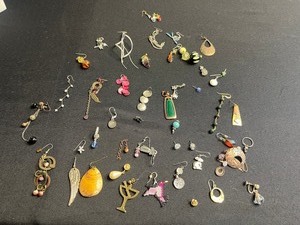 Huge Lot of Single Vintage Costume Earrings, Pendants & Charms