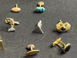 Lot of MismatchedSingle Cufflinks with Blue Cabochon, Inlays & Turquoise Accents