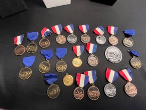 Medals with Red-White-Blue Ribbon - Assorted Commemorative Collection