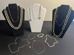 Fashion Jewelry Bundle Gold-Tone & Silver Chain Necklaces, Beaded Bracelets & Italy Pendant