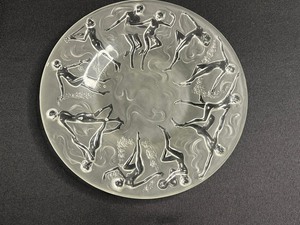 Art Glass Plate with Dancing Figures Relief - 9 inch Round Decorative Plate