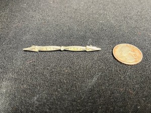 Sterling Art Deco Bar Pin with Pav Stones - quarter for size
