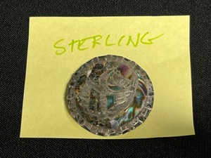 Sterling Abalone Mosaic Circular BroochPendant with Pin Back