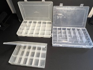 3-Pack Clear Plastic Storage Organizer Boxes with Lids and Compartments
