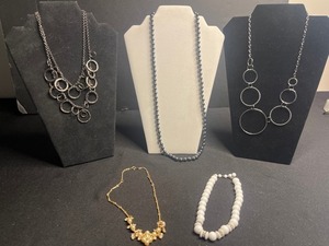 Trendy Lot of 5 Necklaces Inc Express & Faux Pearls