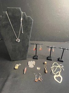 Bless Your Irish Heart Pendant Necklace with Clover Back & Leaf & Butterfly Charms & Assort3d Earrings