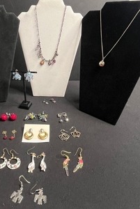 Vintage Costume Jewelry Lot - Inc Iridescent Crystal Cage Balls Necklace, Earrings & Beaded Necklace